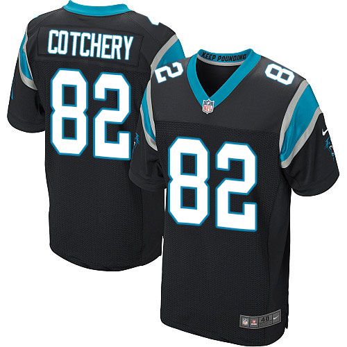  Panthers #82 Jerricho Cotchery Black Team Color Men's Stitched NFL Elite Jersey