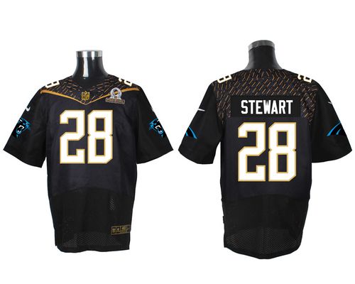  Panthers #28 Jonathan Stewart Black 2016 Pro Bowl Men's Stitched NFL Elite Jersey