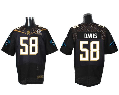  Panthers #58 Thomas Davis Black 2016 Pro Bowl Men's Stitched NFL Elite Jersey