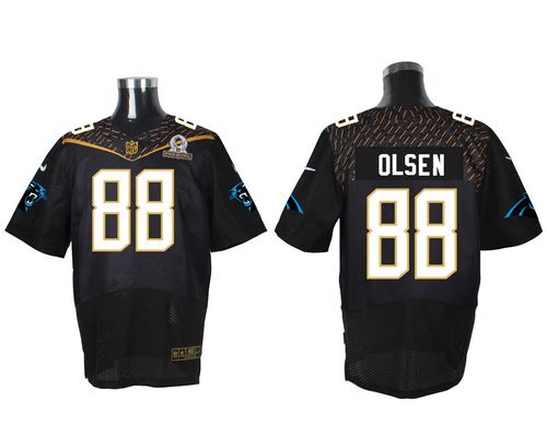  Panthers #88 Greg Olsen Black 2016 Pro Bowl Men's Stitched NFL Elite Jersey