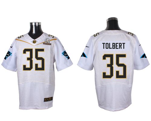  Panthers #35 Mike Tolbert White 2016 Pro Bowl Men's Stitched NFL Elite Jersey