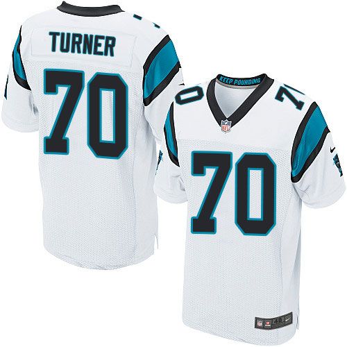  Panthers #70 Trai Turner White Men's Stitched NFL Elite Jersey