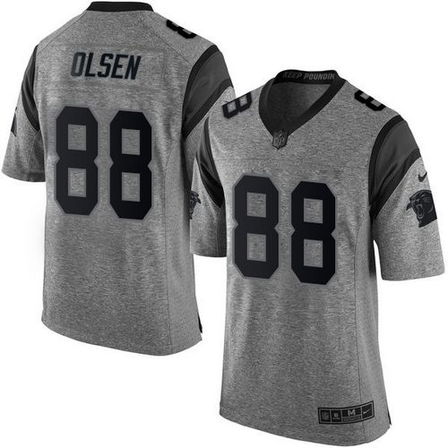  Panthers #88 Greg Olsen Gray Men's Stitched NFL Limited Gridiron Gray Jersey