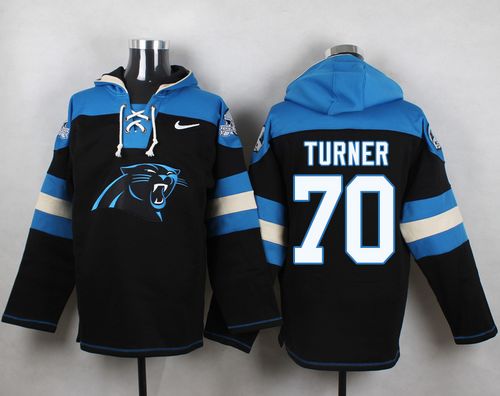  Panthers #70 Trai Turner Black Player Pullover NFL Hoodie