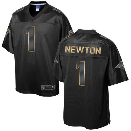  Panthers #1 Cam Newton Pro Line Black Gold Collection Men's Stitched NFL Game Jersey