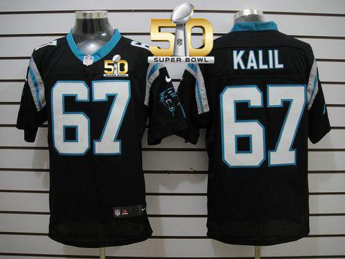  Panthers #67 Ryan Kalil Black Team Color Super Bowl 50 Men's Stitched NFL Elite Jersey