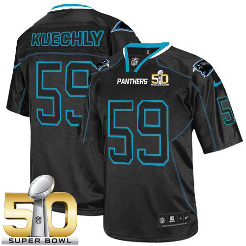  Panthers #59 Luke Kuechly Lights Out Black Super Bowl 50 Men's Stitched NFL Elite Jersey