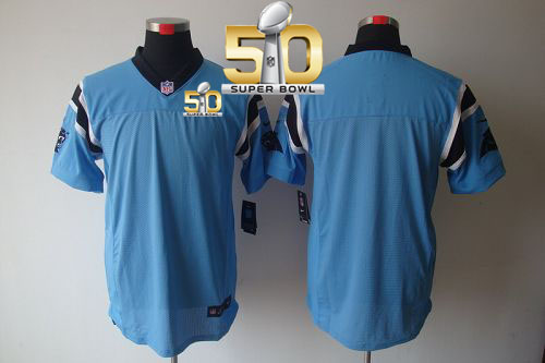  Panthers Blank Blue Alternate Super Bowl 50 Men's Stitched NFL Elite Jersey