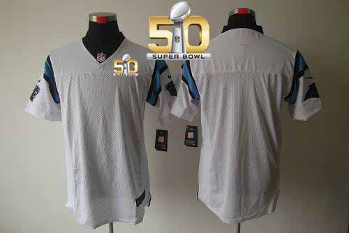  Panthers Blank White Super Bowl 50 Men's Stitched NFL Elite Jersey