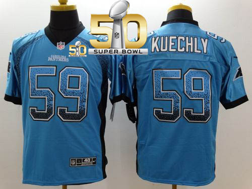  Panthers #59 Luke Kuechly Blue Alternate Super Bowl 50 Men's Stitched NFL Elite Drift Fashion Jersey
