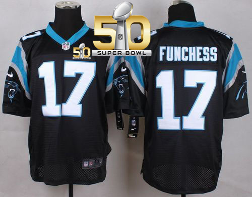  Panthers #17 Devin Funchess Black Team Color Super Bowl 50 Men's Stitched NFL Elite Jersey