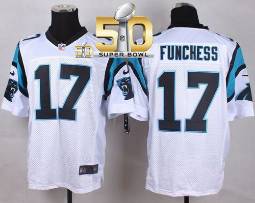  Panthers #17 Devin Funchess White Super Bowl 50 Men's Stitched NFL Elite Jersey