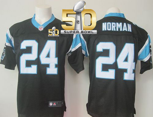 Nike Panthers #24 Josh Norman Black Team Color Super Bowl 50 Men's ...
