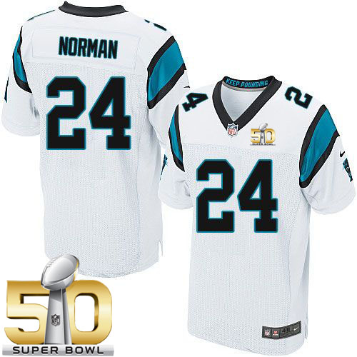  Panthers #24 Josh Norman White Super Bowl 50 Men's Stitched NFL Elite Jersey