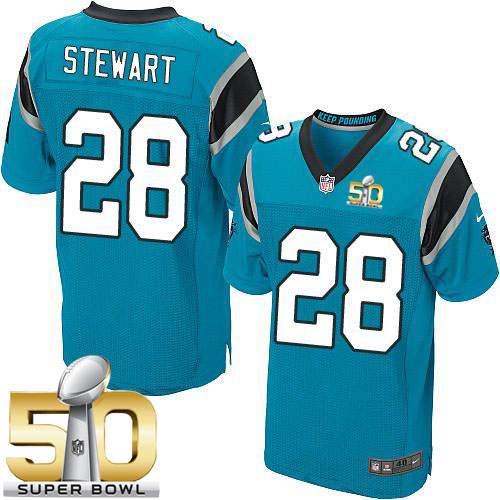  Panthers #28 Jonathan Stewart Blue Alternate Super Bowl 50 Men's Stitched NFL Elite Jersey