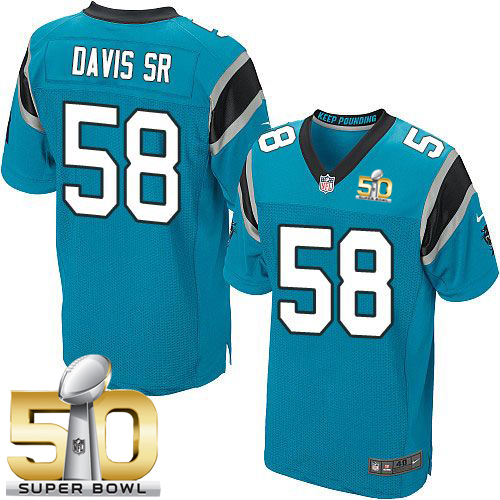  Panthers #58 Thomas Davis Sr Blue Alternate Super Bowl 50 Men's Stitched NFL Elite Jersey