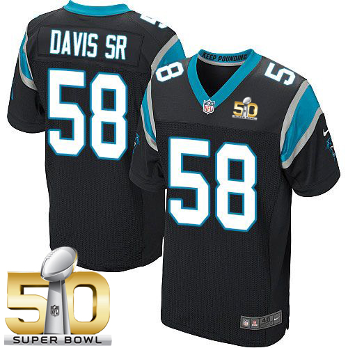  Panthers #58 Thomas Davis Sr Black Team Color Super Bowl 50 Men's Stitched NFL Elite Jersey
