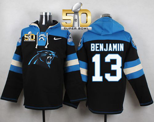  Panthers #13 Kelvin Benjamin Black Super Bowl 50 Player Pullover NFL Hoodie