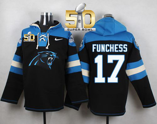  Panthers #17 Devin Funchess Black Super Bowl 50 Player Pullover NFL Hoodie