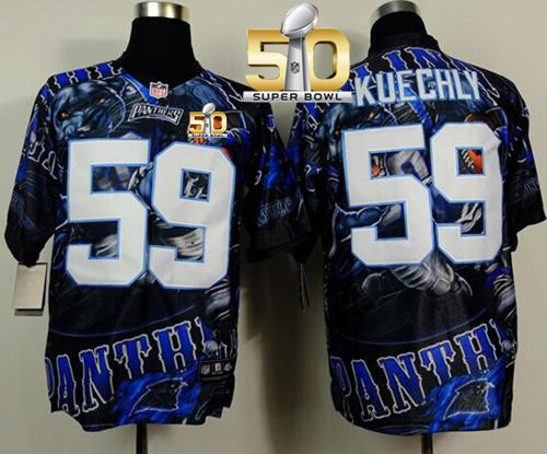  Panthers #59 Luke Kuechly Team Color Super Bowl 50 Men's Stitched NFL Elite Fanatical Version Jersey