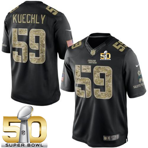  Panthers #59 Luke Kuechly Black Super Bowl 50 Men's Stitched NFL Limited Salute to Service Jersey