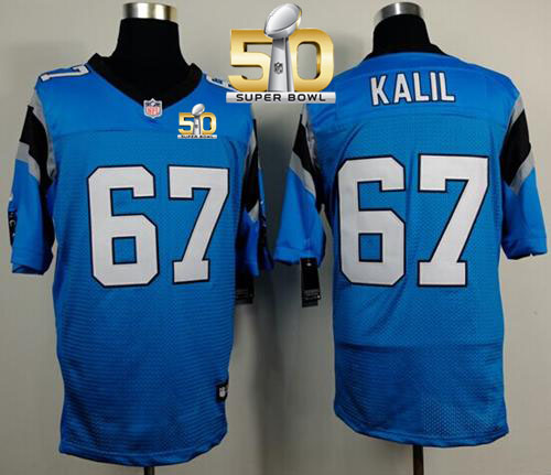  Panthers #67 Ryan Kalil Blue Alternate Super Bowl 50 Men's Stitched NFL Elite Jersey