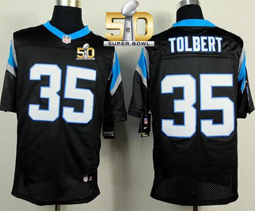  Panthers #35 Mike Tolbert Black Team Color Super Bowl 50 Men's Stitched NFL Elite Jersey