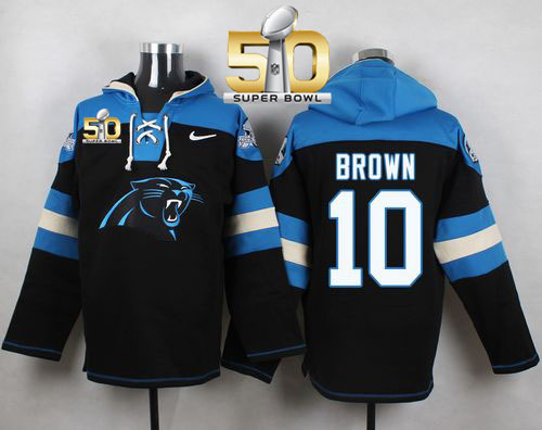  Panthers #10 Corey Brown Black Super Bowl 50 Player Pullover NFL Hoodie