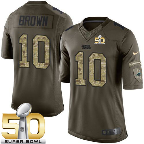 Panthers #10 Corey Brown Green Super Bowl 50 Men's Stitched NFL Limited Salute to Service Jersey