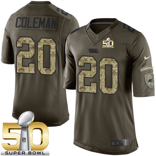  Panthers #20 Kurt Coleman Green Super Bowl 50 Men's Stitched NFL Limited Salute to Service Jersey