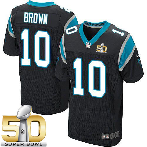  Panthers #10 Corey Brown Black Team Color Super Bowl 50 Men's Stitched NFL Elite Jersey