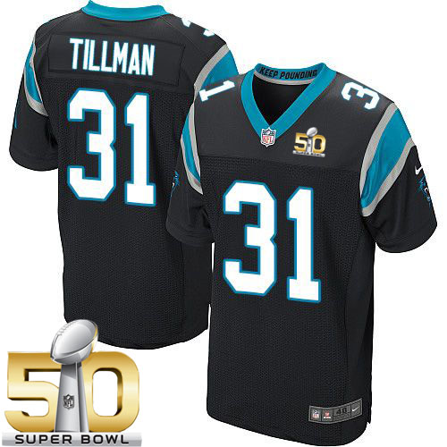  Panthers #31 Charles Tillman Black Team Color Super Bowl 50 Men's Stitched NFL Elite Jersey