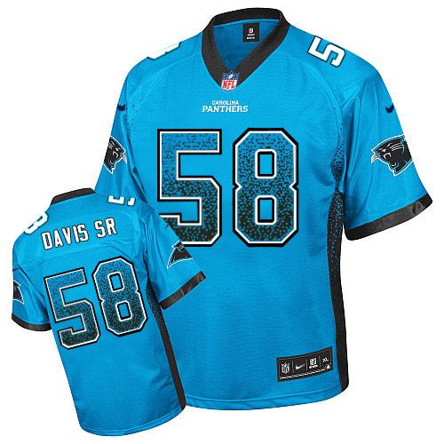  Panthers #58 Thomas Davis Sr Blue Alternate Men's Stitched NFL Elite Drift Fashion Jersey