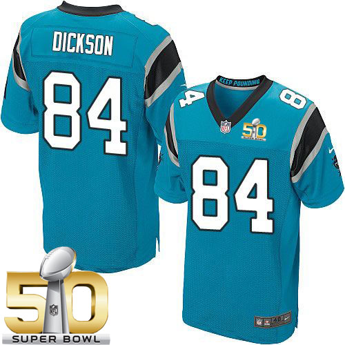  Panthers #84 Ed Dickson Blue Alternate Super Bowl 50 Men's Stitched NFL Elite Jersey