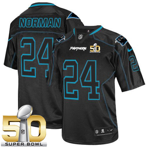  Panthers #24 Josh Norman Lights Out Black Super Bowl 50 Men's Stitched NFL Elite Jersey