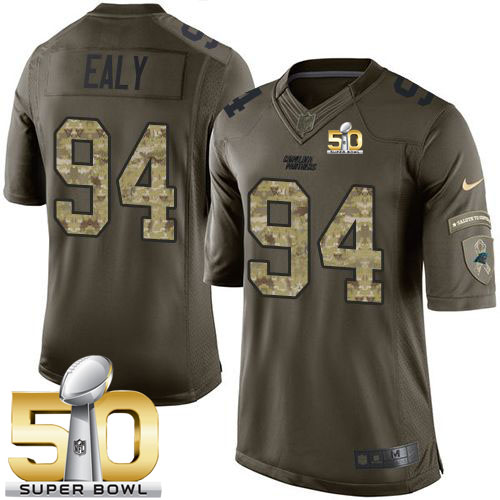  Panthers #94 Kony Ealy Green Super Bowl 50 Men's Stitched NFL Limited Salute to Service Jersey