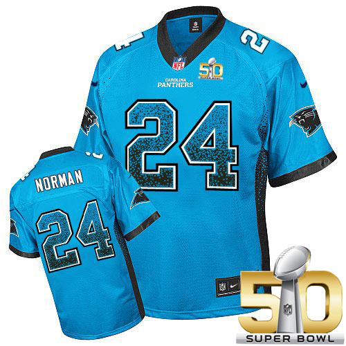  Panthers #24 Josh Norman Blue Alternate Super Bowl 50 Men's Stitched NFL Elite Drift Fashion Jersey