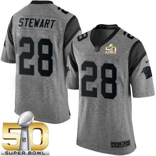  Panthers #28 Jonathan Stewart Gray Super Bowl 50 Men's Stitched NFL Limited Gridiron Gray Jersey