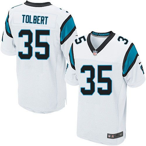  Panthers #35 Mike Tolbert White Men's Stitched NFL Elite Jersey