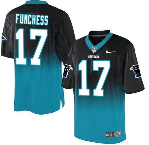 Panthers #17 Devin Funchess Black/Blue Men's Stitched NFL Elite Fadeaway Fashion Jersey