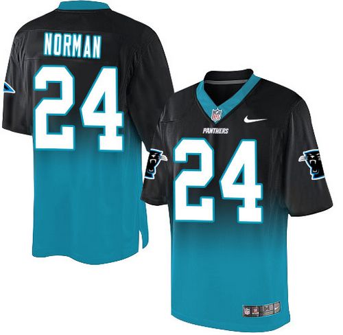  Panthers #24 Josh Norman Black/Blue Men's Stitched NFL Elite Fadeaway Fashion Jersey