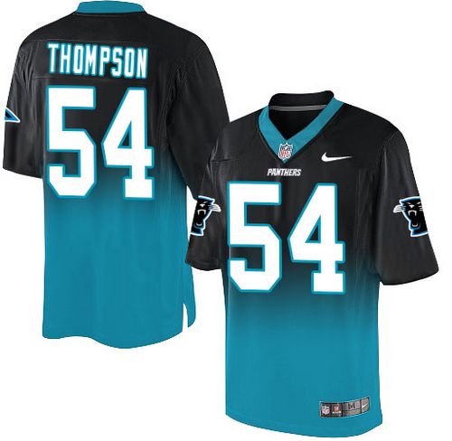  Panthers #54 Shaq Thompson Black/Blue Men's Stitched NFL Elite Fadeaway Fashion Jersey