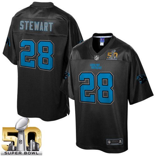  Panthers #28 Jonathan Stewart Black Super Bowl 50 Men's NFL Pro Line Black Reverse Fashion Game Jersey