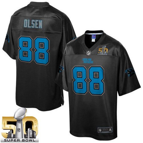  Panthers #88 Greg Olsen Black Super Bowl 50 Men's NFL Pro Line Black Reverse Fashion Game Jersey