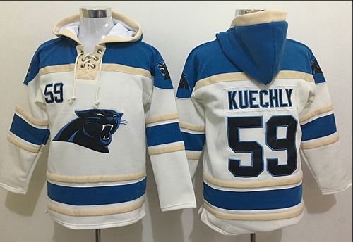  Panthers #59 Luke Kuechly White Sawyer Hooded Sweatshirt NFL Hoodie