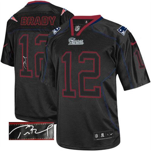  Patriots #12 Tom Brady Lights Out Black Men's Stitched NFL Elite Autographed Jersey