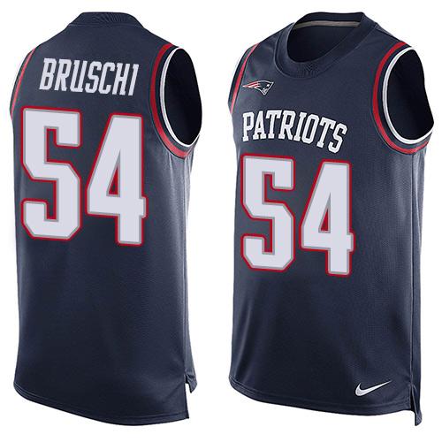  Patriots #54 Tedy Bruschi Navy Blue Team Color Men's Stitched NFL Limited Tank Top Jersey