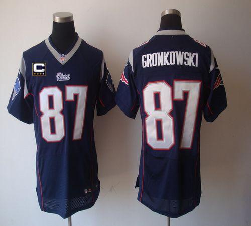  Patriots #87 Rob Gronkowski Navy Blue Team Color With C Patch Men's Stitched NFL Elite Jersey