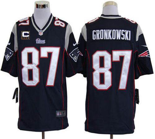  Patriots #87 Rob Gronkowski Navy Blue Team Color With C Patch Men's Stitched NFL Game Jersey
