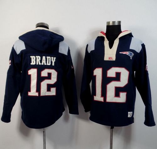 New England Patriots #12 Tom Brady Navy Blue Player Winning Method Pullover NFL Hoodie